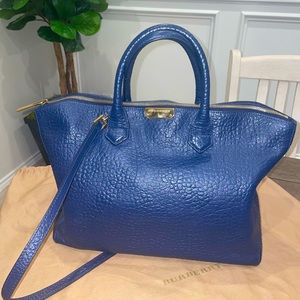 Burberry Dewsbury Convertible Tote Heritage Grained Leather, Navy, Medium